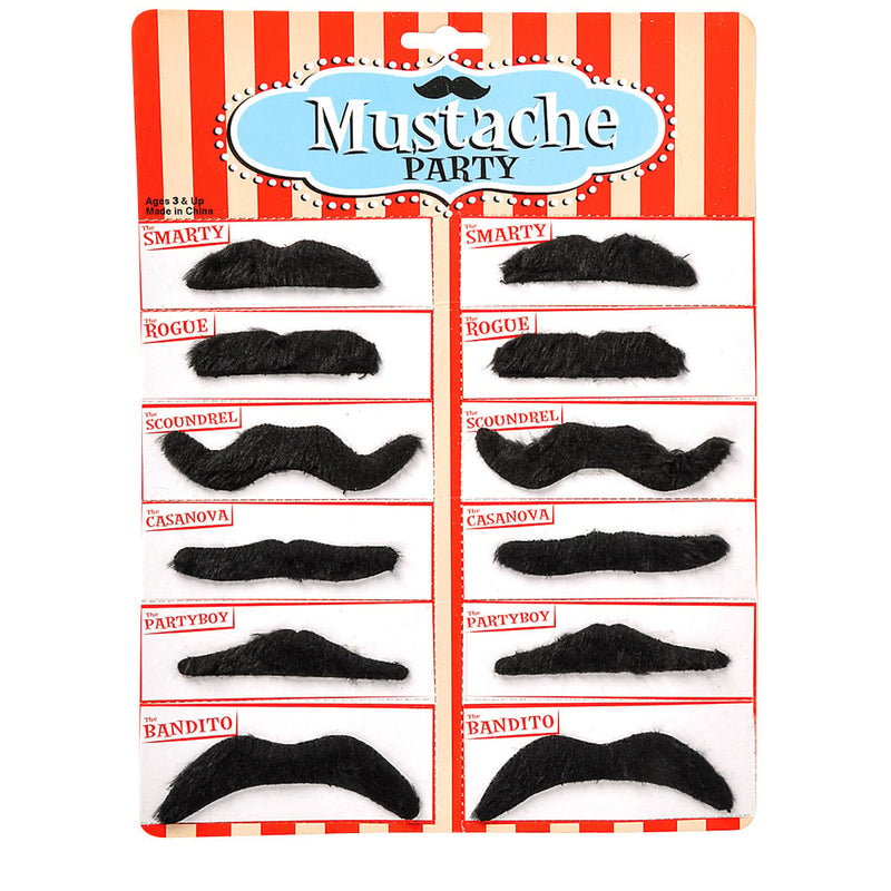 Mustaches Assorted Costume Set (12 Pc Card)
