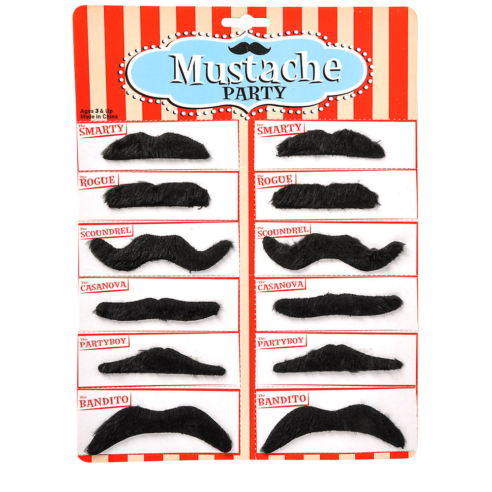 Mustaches Assorted Costume Set (12 Pc Card)