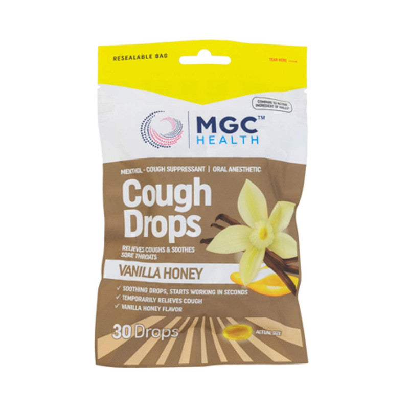 Vanilla Honey Cough Drops 30ct MGC Health Lozenges