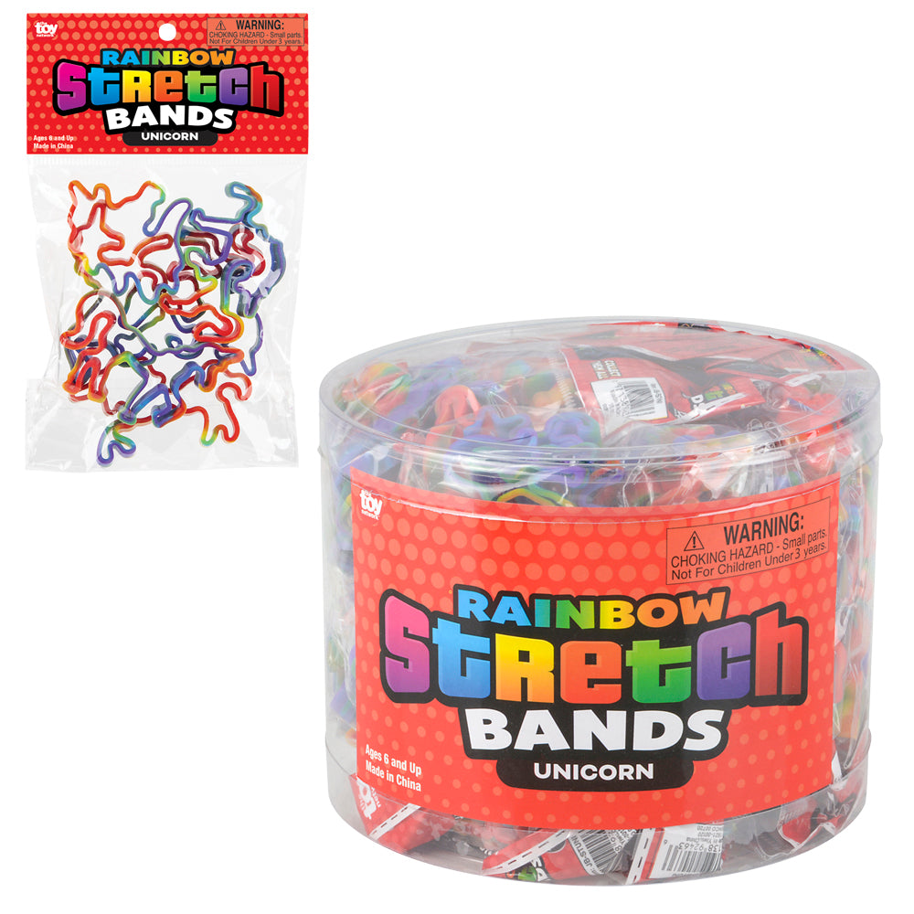 Unicorn Rainbow Silicone Stretch Bands (144 Pc Can)