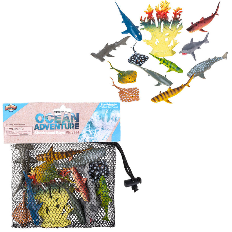 Shark and Ray Mesh Bag Play Set (12 Pc)