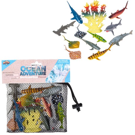 Shark and Ray Mesh Bag Play Set (12 Pc)