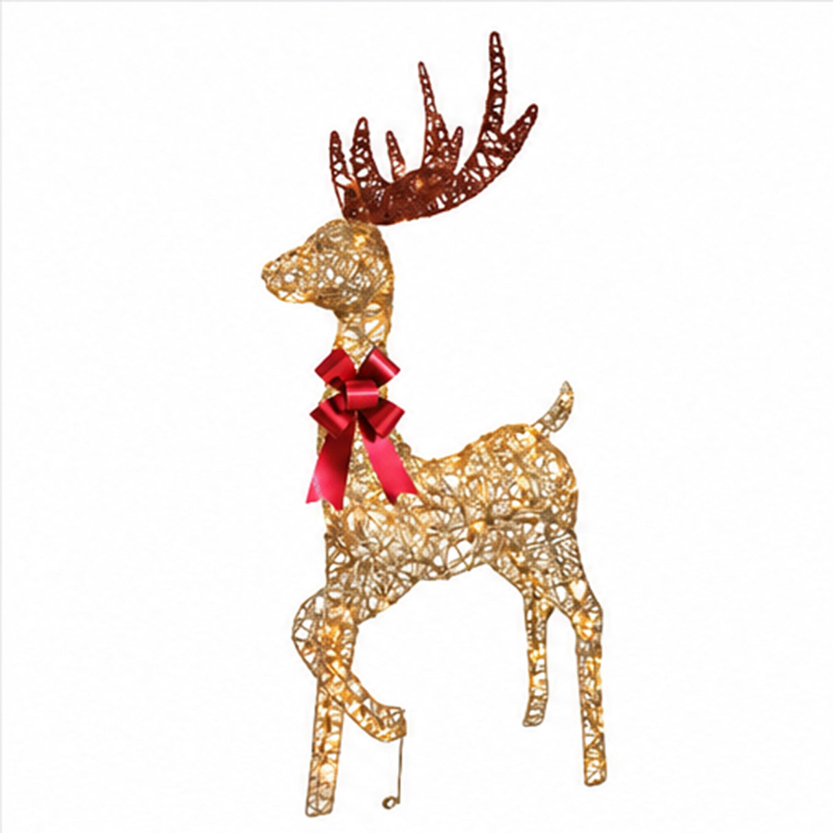 48 Inch Champagne Wicker Reindeer Warm White LED Decor
