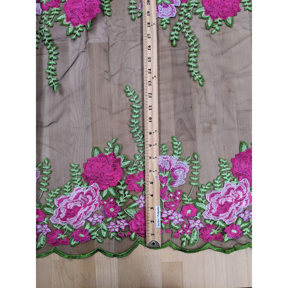 Alameda Polyester Lace Fabric - Black Mesh, Embroidered Floral, 50/51" Width (1 Yard)