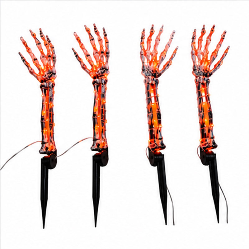 Orange Light Ghost Hands Halloween Decor 2 Pair Set