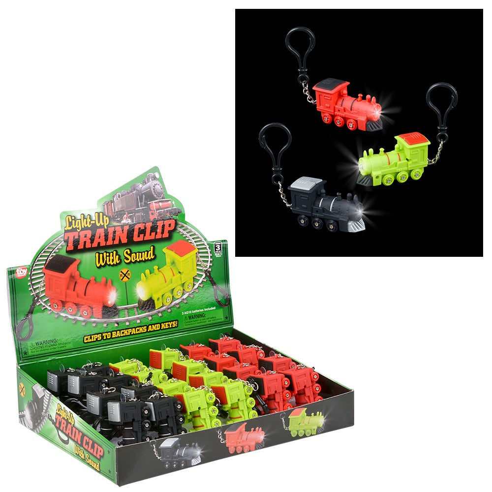 Light-Up Train Backpack Clip With Sound (24 Pc Display Box)