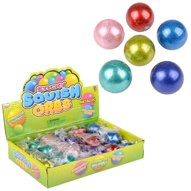 Squish Sticky Metallic Orbs (24 Display)