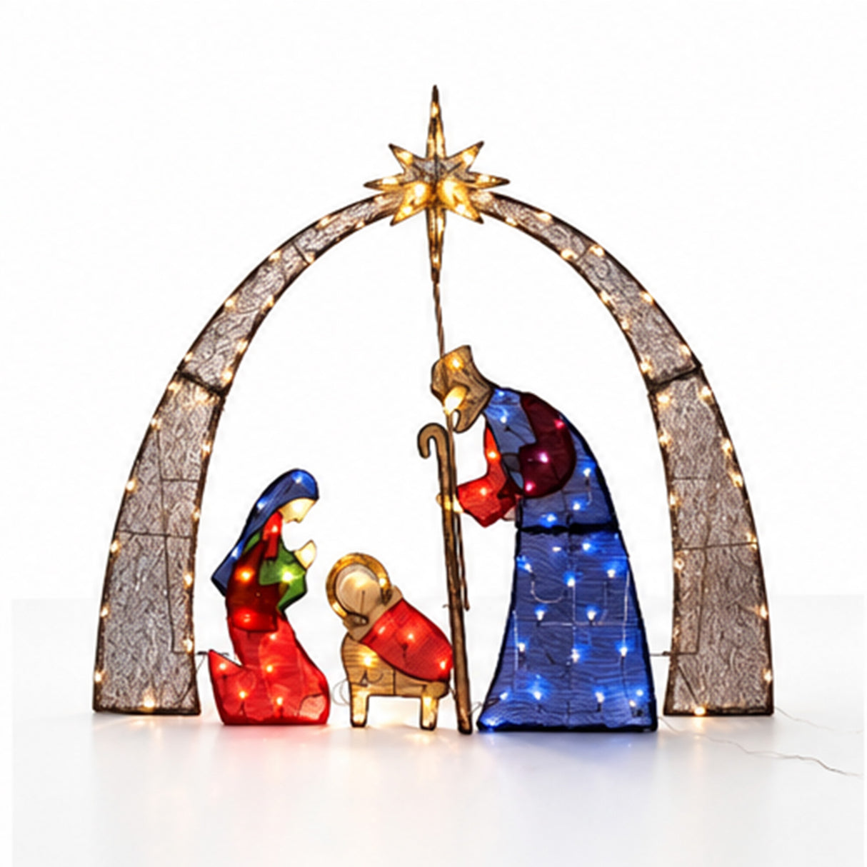 Lighted Nativity Scene Christmas Yard Decor Warm LED
