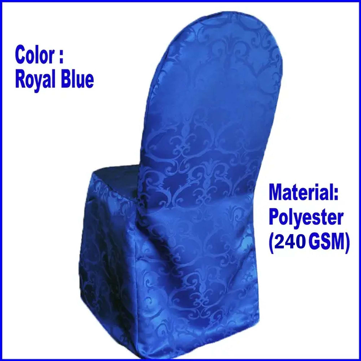 1 Piece Royal Blue Versailles Damask Jacquard Polyester Banquet Chair Cover