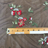 Red & White Floral Lace Stretch Mesh Fabric – 57" Wide, 1 Yard