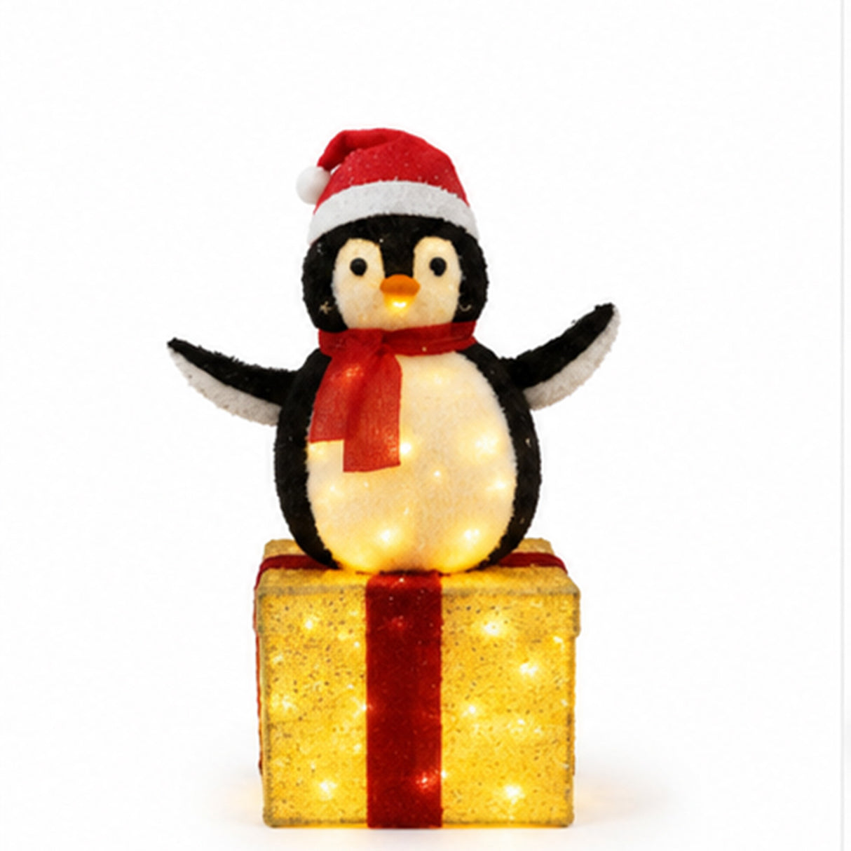 Lighted Penguin Gift Box Christmas Yard Decoration