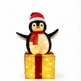 Lighted Penguin Gift Box Christmas Yard Decoration