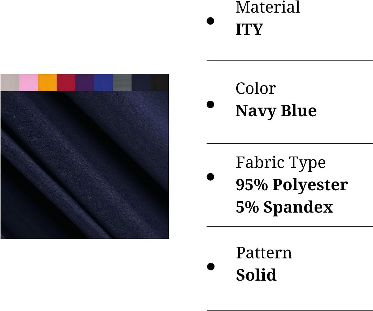 Polyester Spandex Fabric Navy ITY