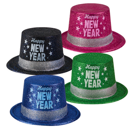 Happy New Year Glitter Top Hat (1 DZ)