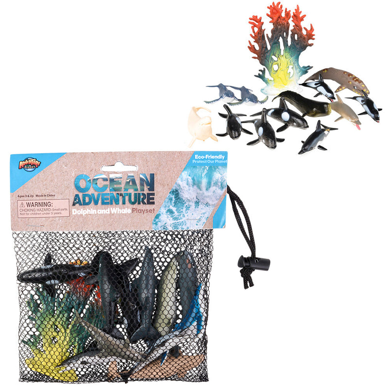 Dolphin And Whale Mesh Bag Play Set (12 Pc)