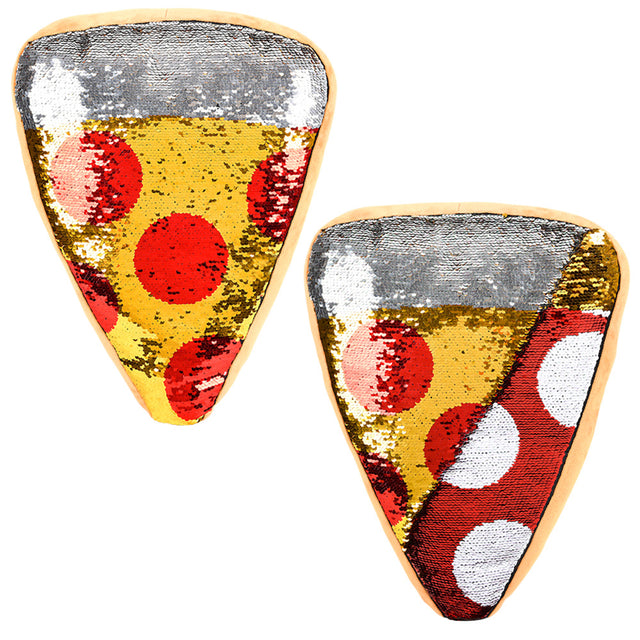 Plush Flip Sequin Pizza Pillow