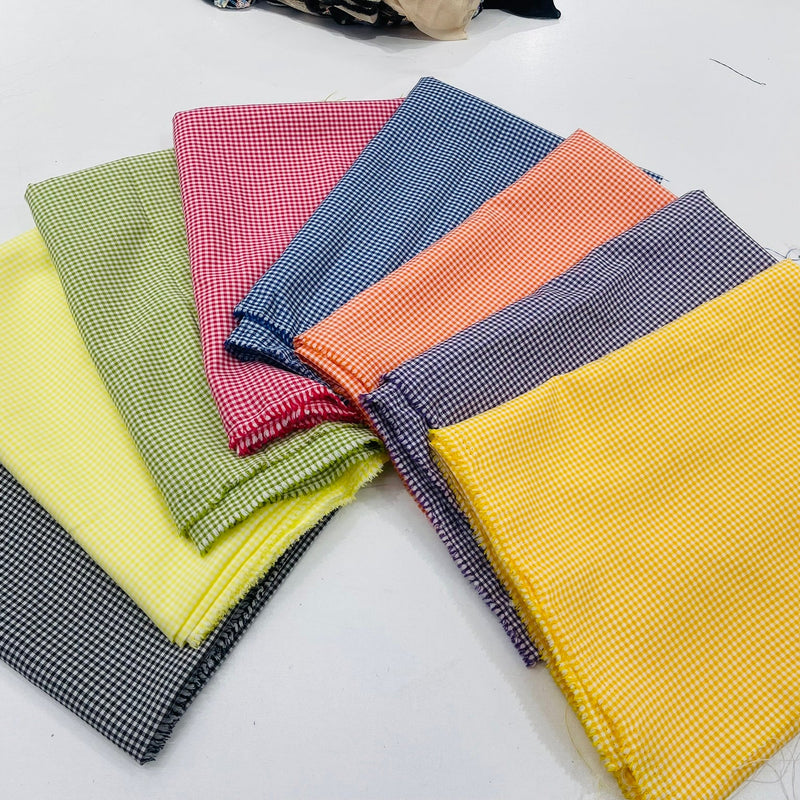 Gingham 1/8 Squares Polyester Poplin Fabric - Checkered Gingham, 60" Width (1 Yard)