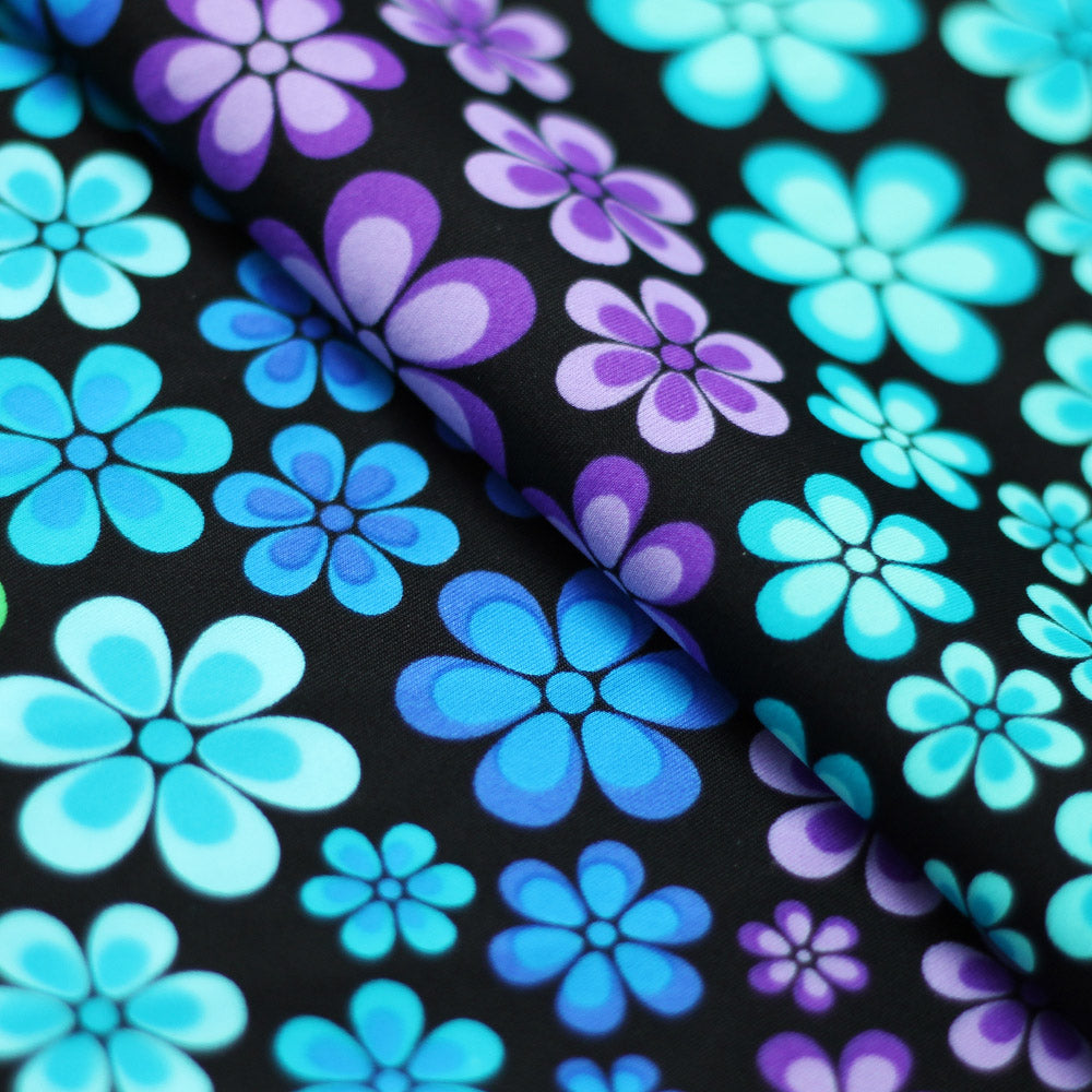 Floral Trance Nylon Spandex Fabric - Multi-Color Floral Print, 58-60" Width (1 Yard)