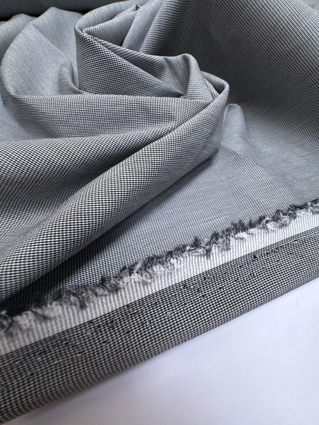 Cotton Blend Houndstooth Woven White Gray