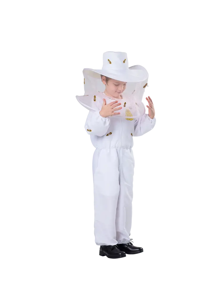 Kids beekeeper costume with jumpsuit and protective hat