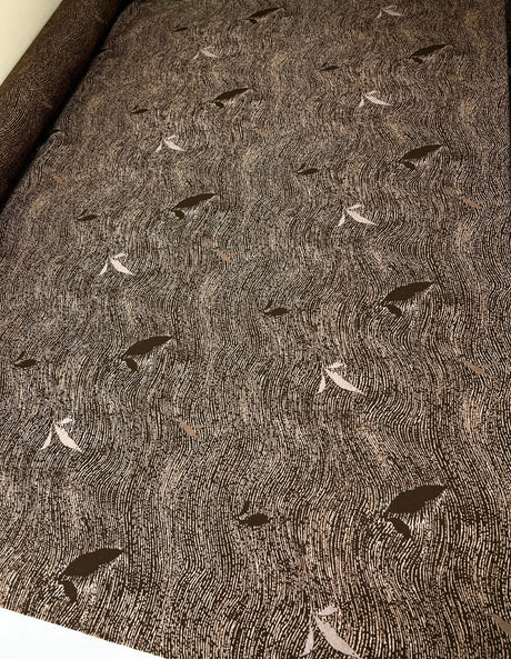 Italian Wool Abstract Printed Brown Fabric