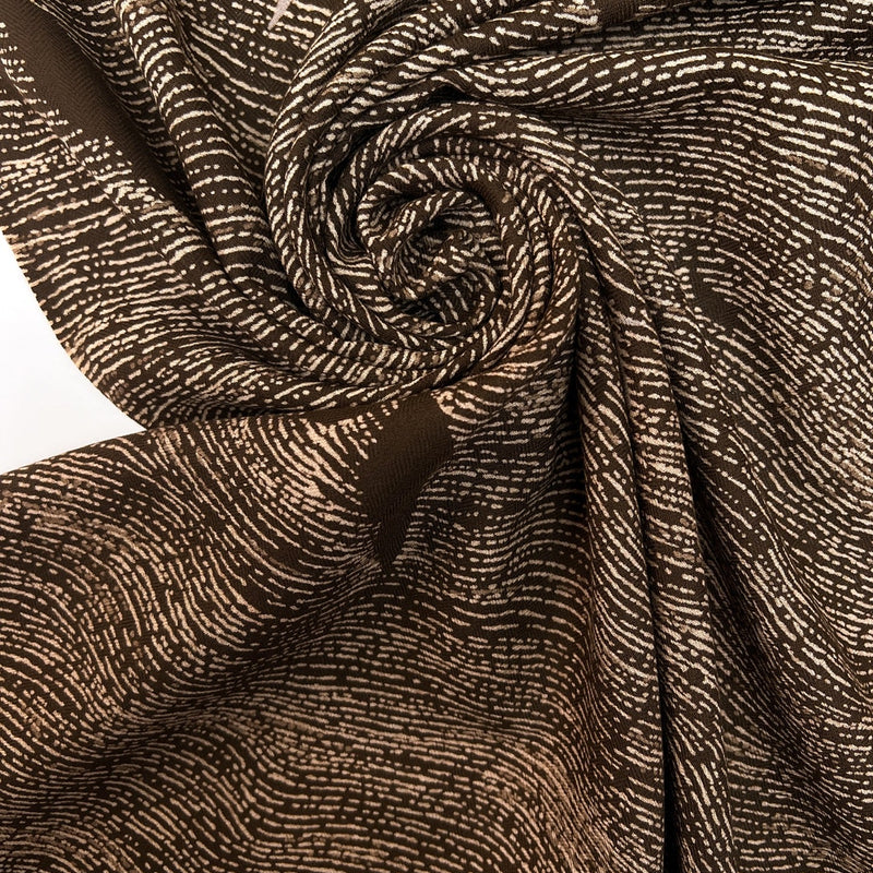 Italian Wool Abstract Printed Brown Fabric