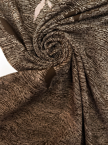 Italian Wool Abstract Printed Brown Fabric