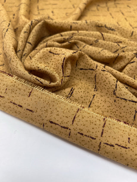 Acrylic Woven Printed Brown Beige Fabric