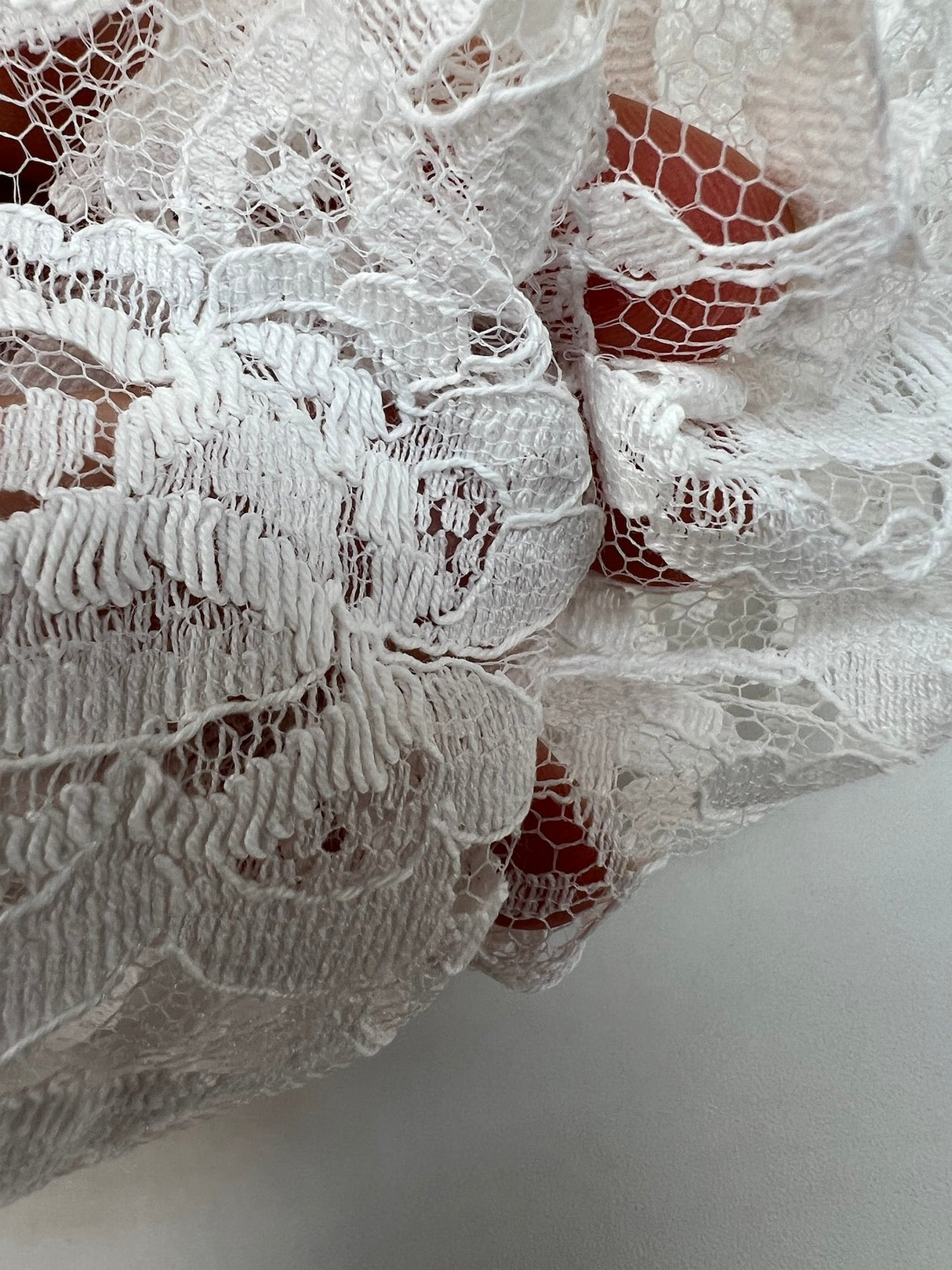 Cotton Lace Mesh Floral White
