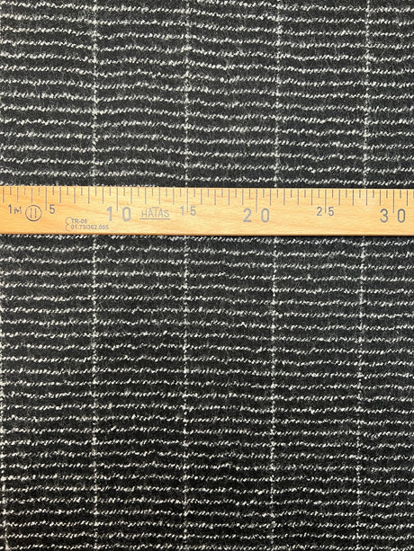 Wool Polyamid Gabardine Gray Black Striped