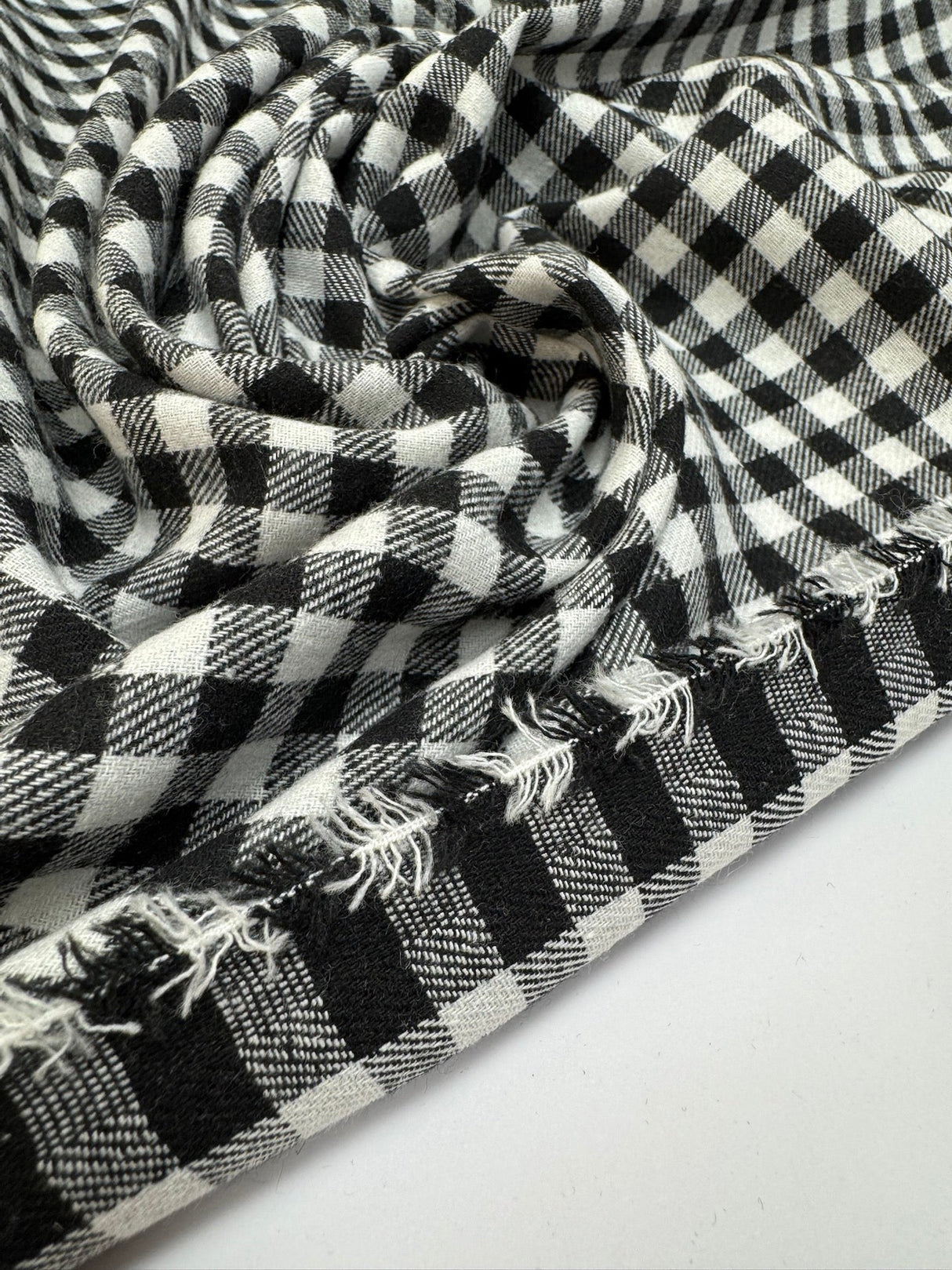 Cotton Tweed Checked Black White
