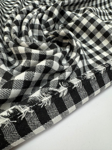 Cotton Tweed Checked Black White