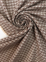 Wool Abstract White Brown Fabric