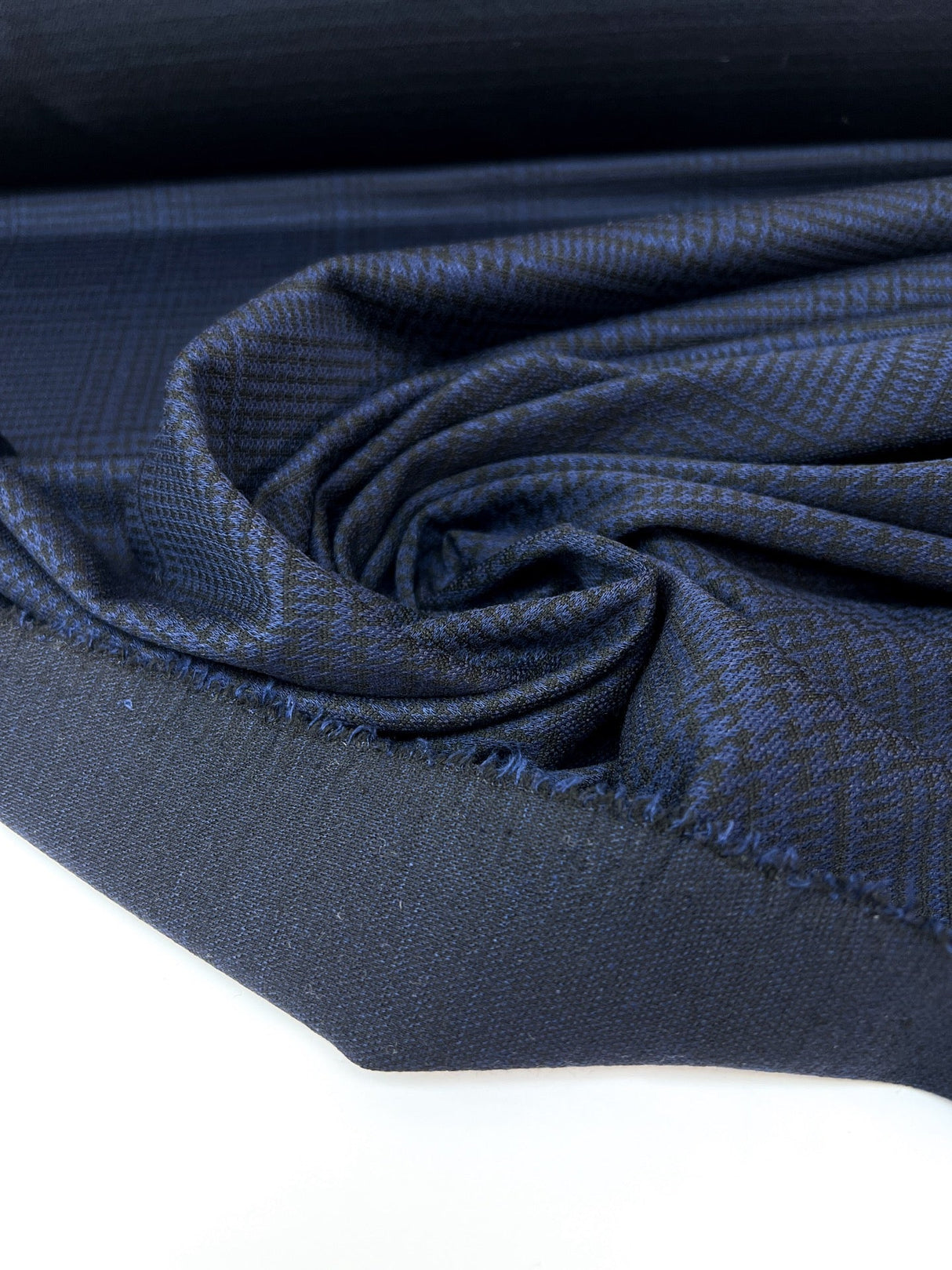 Viscose Blend Knit Checked Blue-Black