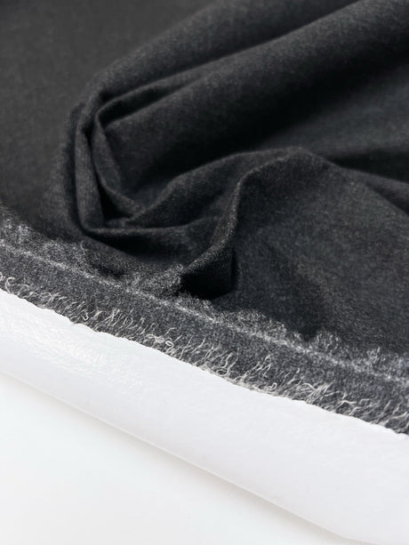 Italian Melange Bonded Wool Fabric Gray Black