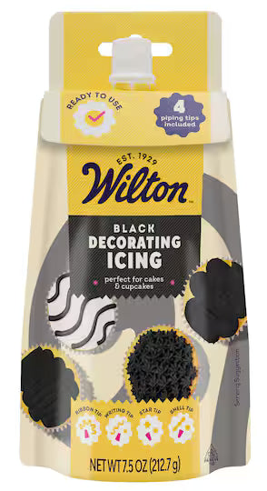Wilton Black Ready-to-Use Decorator Icing Pouch with 4 Tips – 7.5 oz.