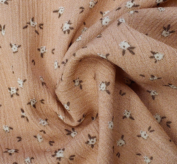 1D1614 Sandstone 100 Percent Rayon Fabric - Crinkle Texture, 50/52" Width (1 Yard)