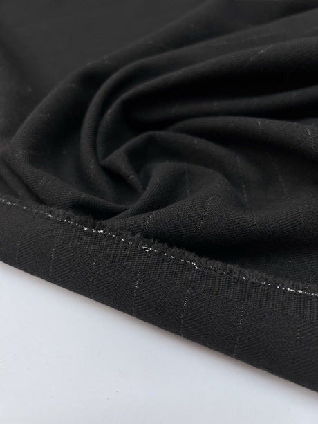 Black Cotton Lurex Twill Fabric