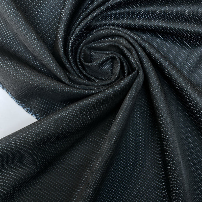 Jacquard Wool Fabric Blue Black