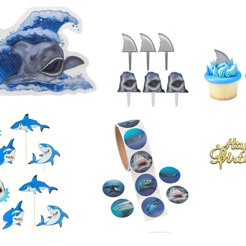Small Shark Cake Kit (ideal for a small cake & added cupcakes)