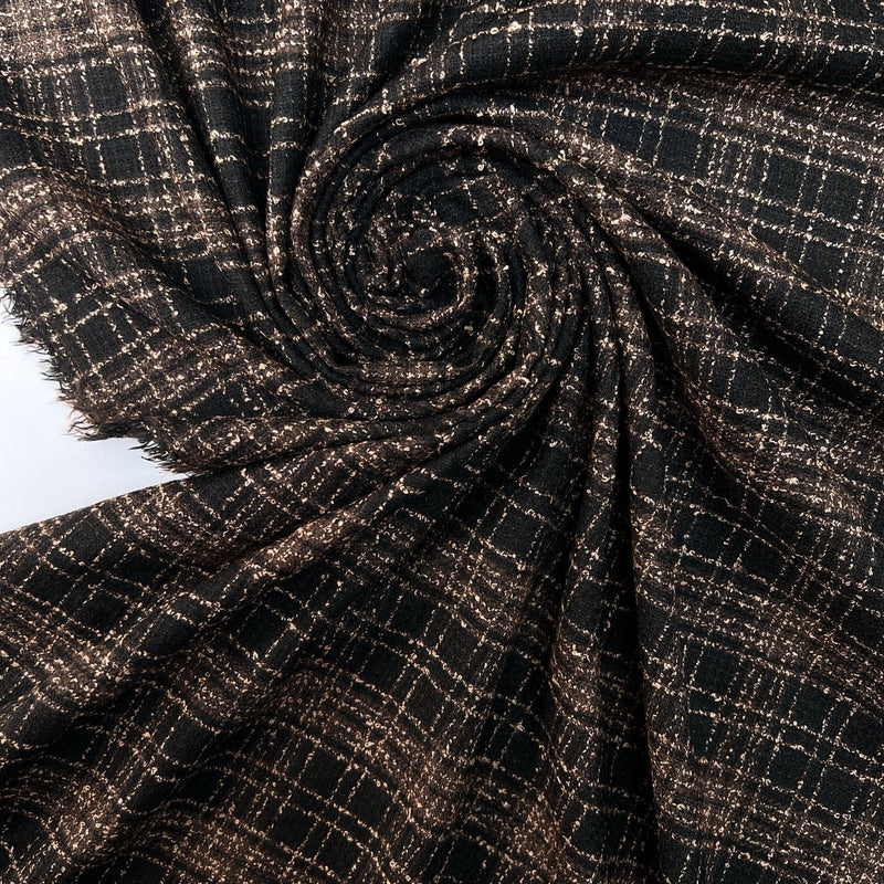 Cotton Bouclé Brown Black Striped