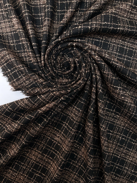 Cotton Bouclé Brown Black Striped