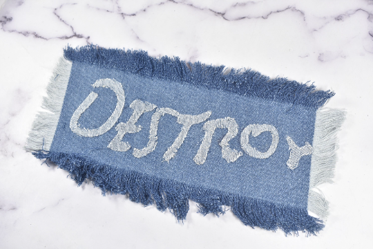 Embroidered Applique Denim DESTROY 9 x 4.5