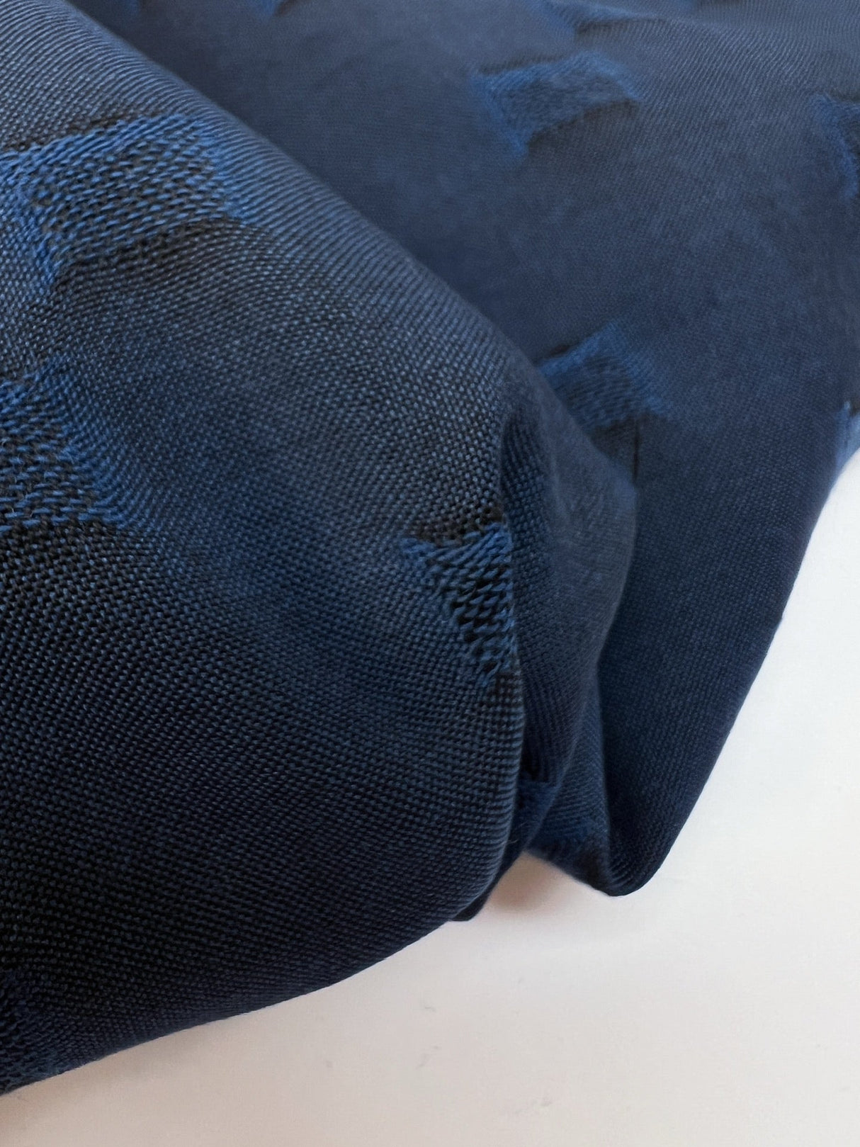 Wool Blue Black Printed Fabric
