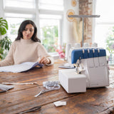 Husqvarna Viking Amber Air S 400 Overlock Machine - Overlock Machine, 15 Stitches, Air Threading, LED Lighting (1 Unit)