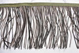 Faux Leather Fringe Trim Black Gray 6.25"