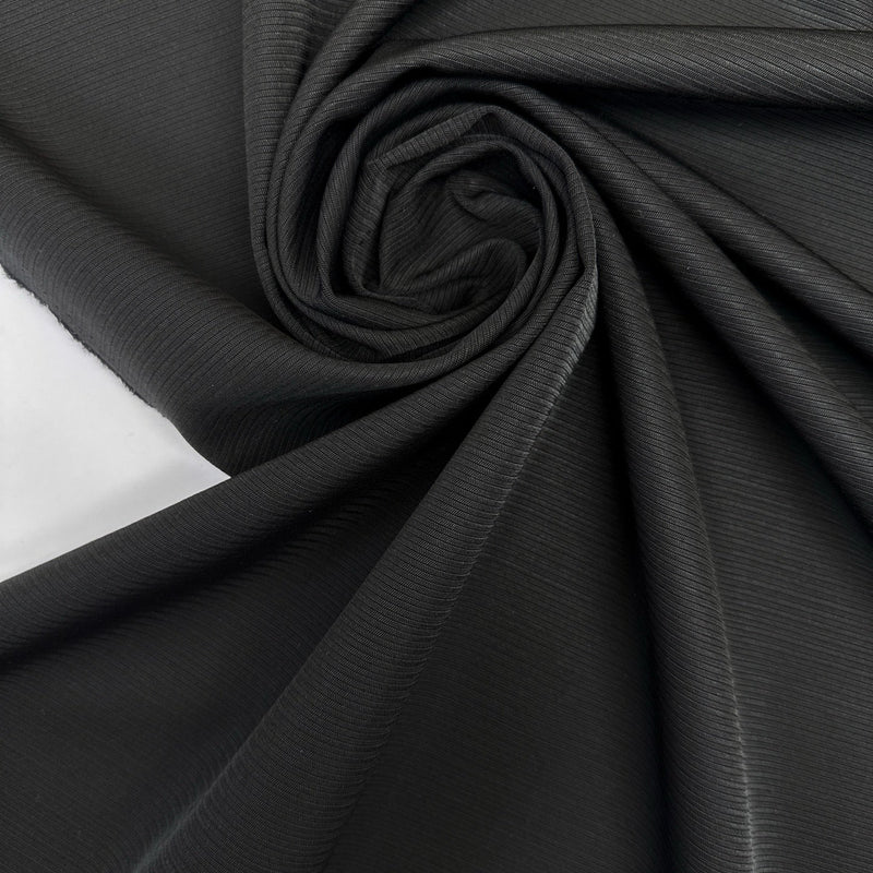 Wool Jacquard Fabric Black Striped
