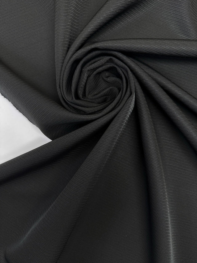 Wool Jacquard Fabric Black Striped