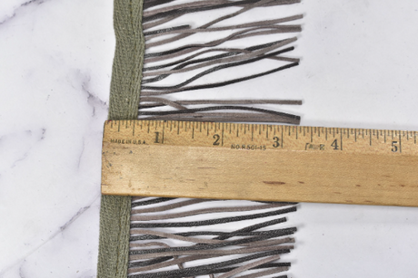 Faux Leather Fringe Trim Black Gray 3.25"