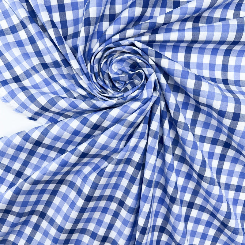 Cotton Poplin Checked Blue